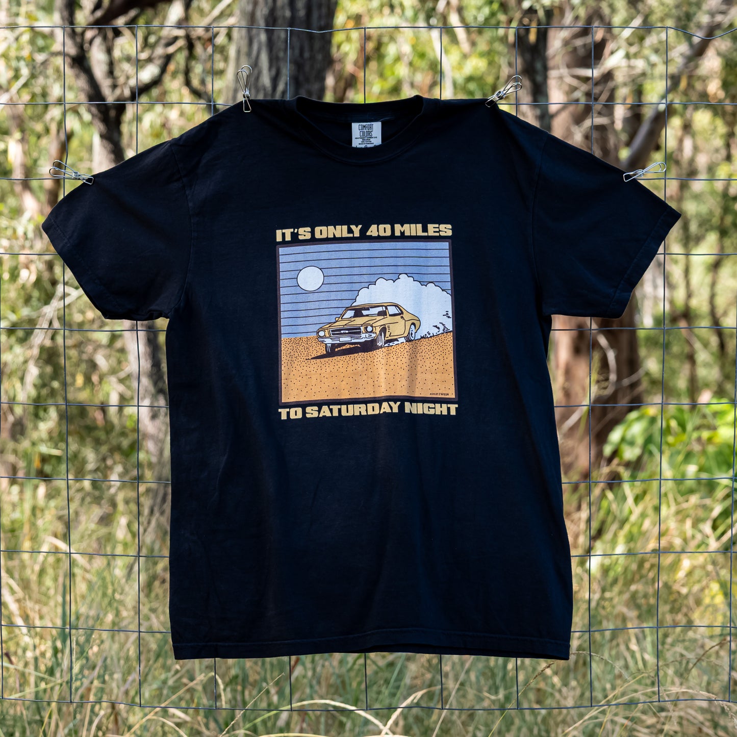 40 Miles To Saturday Night Black Unisex Tee